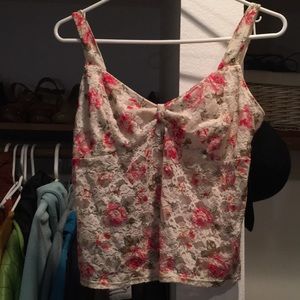 Free People Sheer Lace Floral Tank Top
